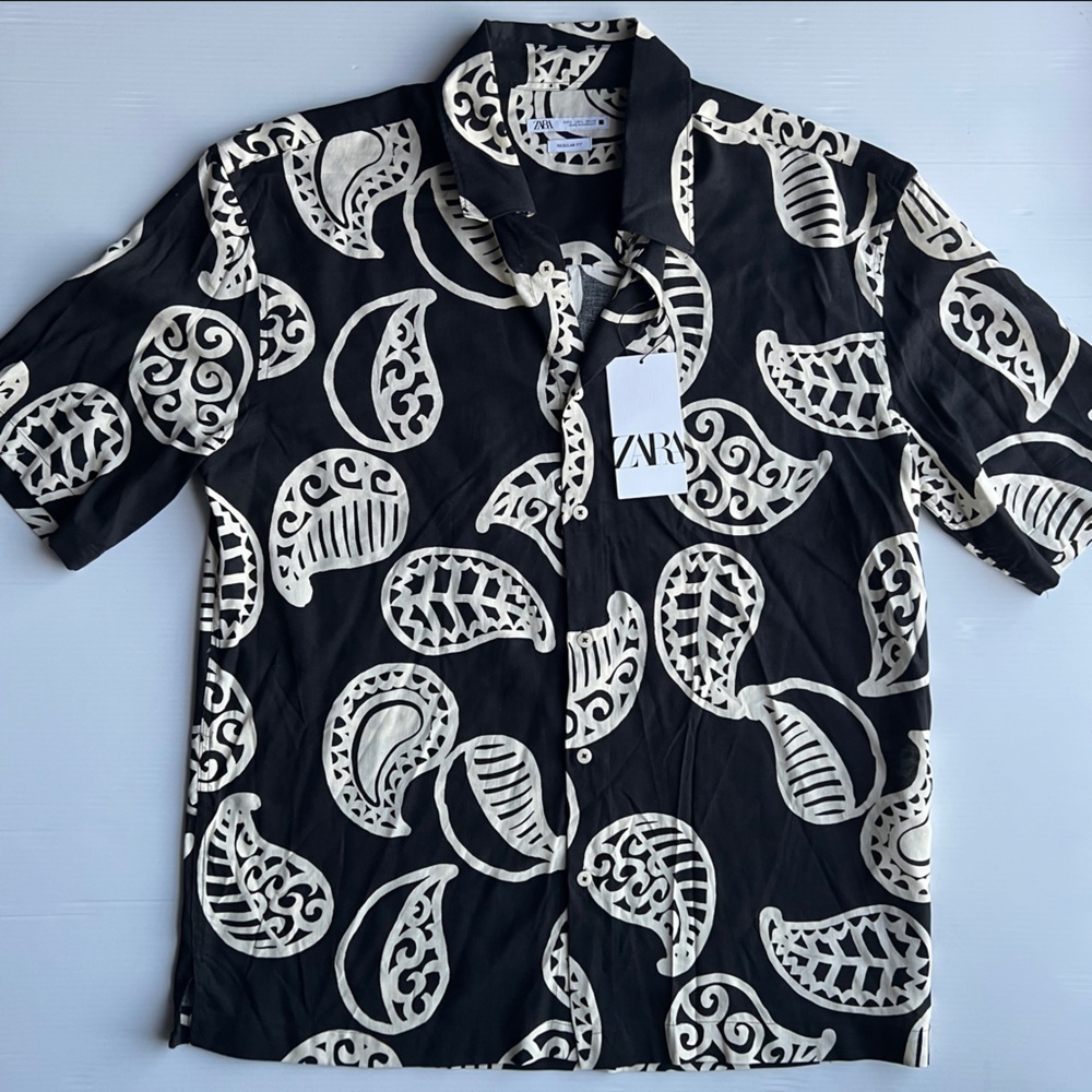NWT ZARA PAISLEY PRINT SHIRT BLACK | 5566/114 - Picture 10 of 16